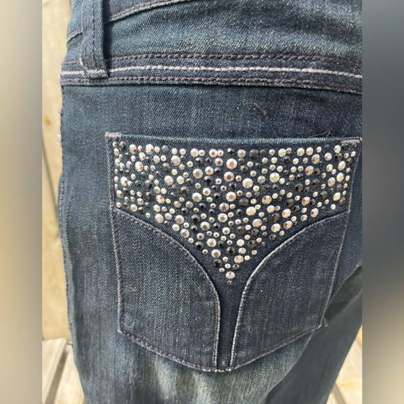 LADIES CACHE WESTERN DARK DENIM JEAN SIZE 6 COUNTRY GIRL DECORATIVE POCKETS - Picture 3 of 6